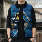 Victoria Oztag Custom Sleeveless Puffer Jacket Helmeted Honeyeater Mascot Indigenous Art