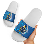 Victoria Oztag Custom Slide Sandals Helmeted Honeyeater Mascot Indigenous Art