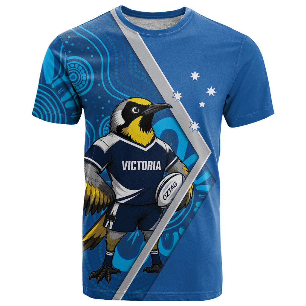 Victoria Oztag Custom T Shirt Helmeted Honeyeater Mascot Indigenous Art