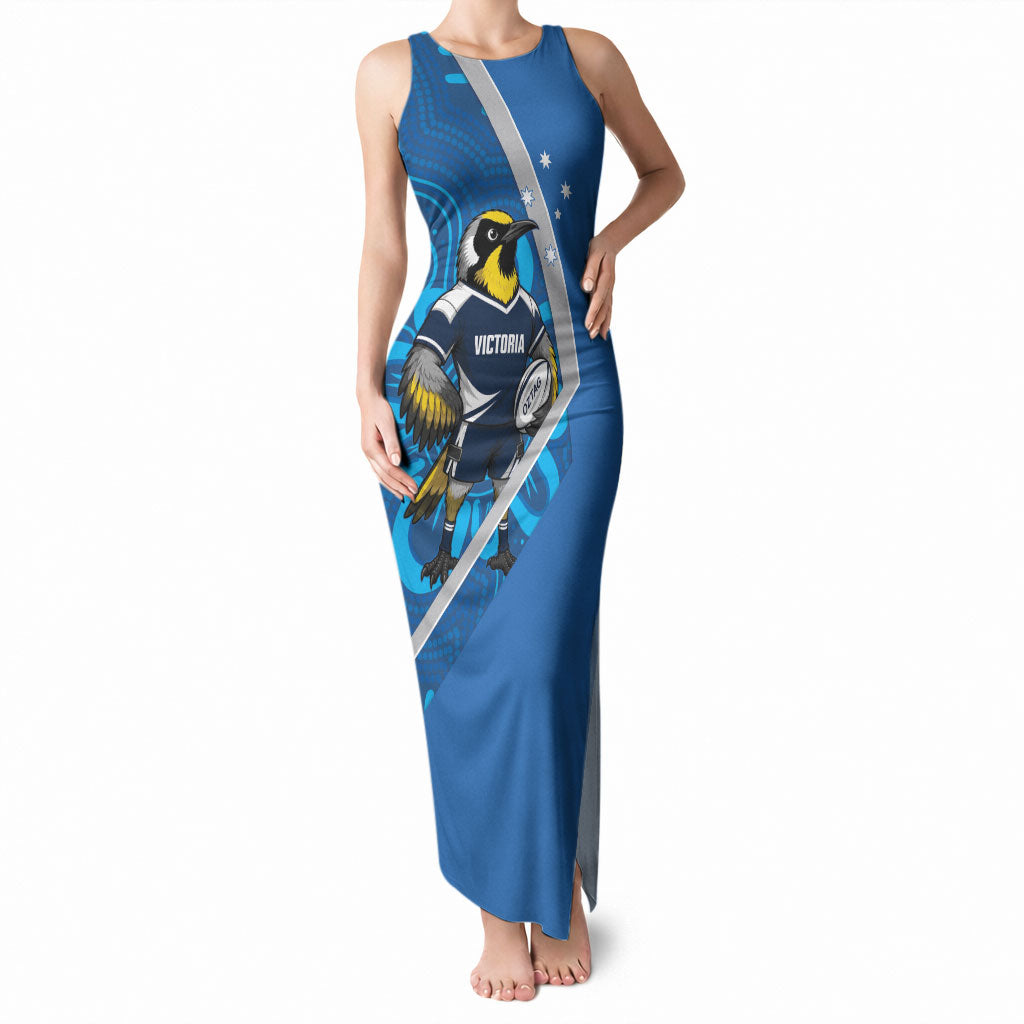 Victoria Oztag Custom Tank Maxi Dress Helmeted Honeyeater Mascot Indigenous Art
