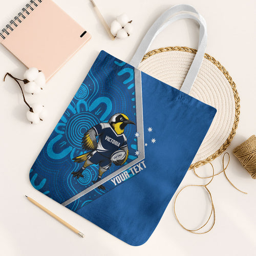 Victoria Oztag Custom Tote Bag Helmeted Honeyeater Mascot Indigenous Art