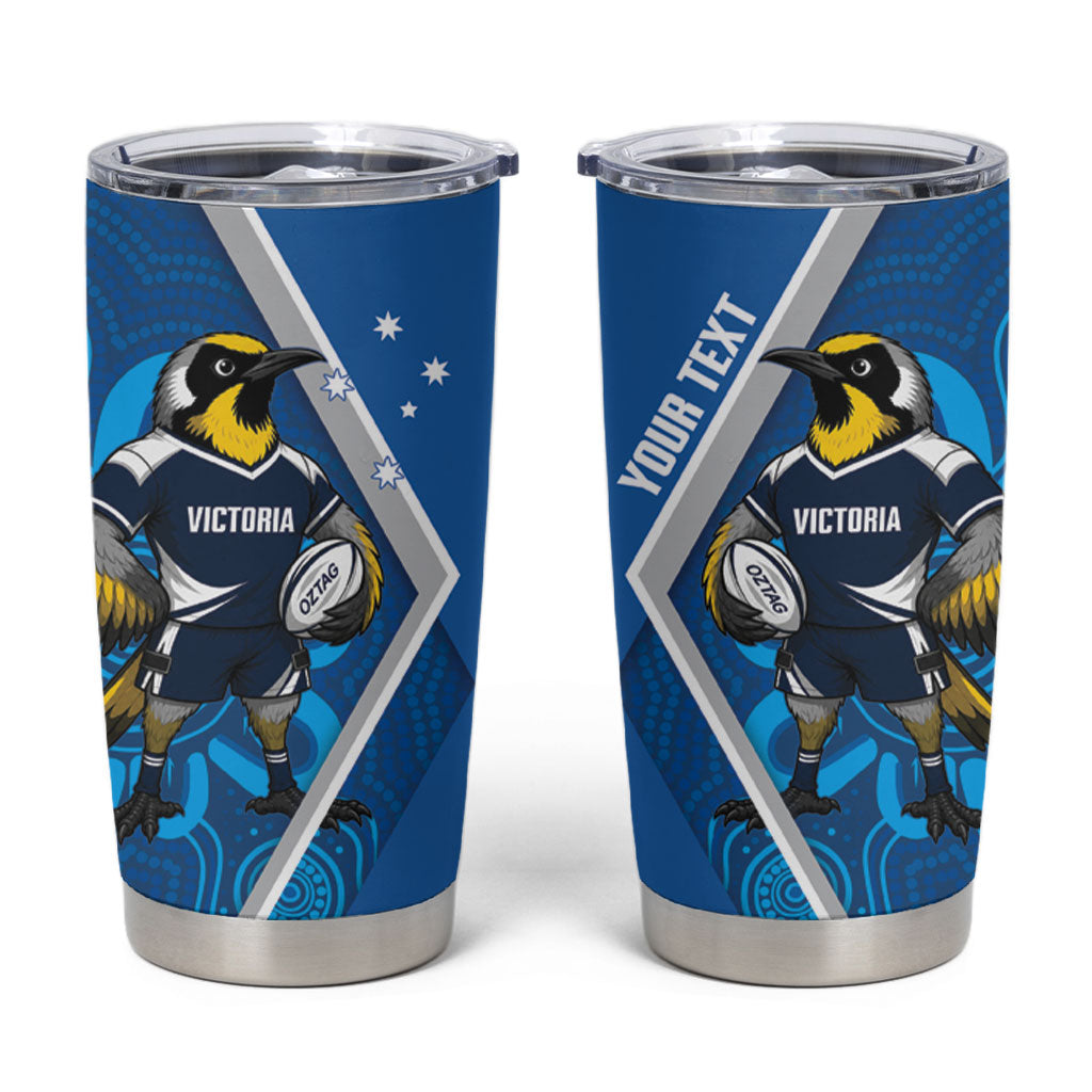 Victoria Oztag Custom Tumbler Cup Helmeted Honeyeater Mascot Indigenous Art