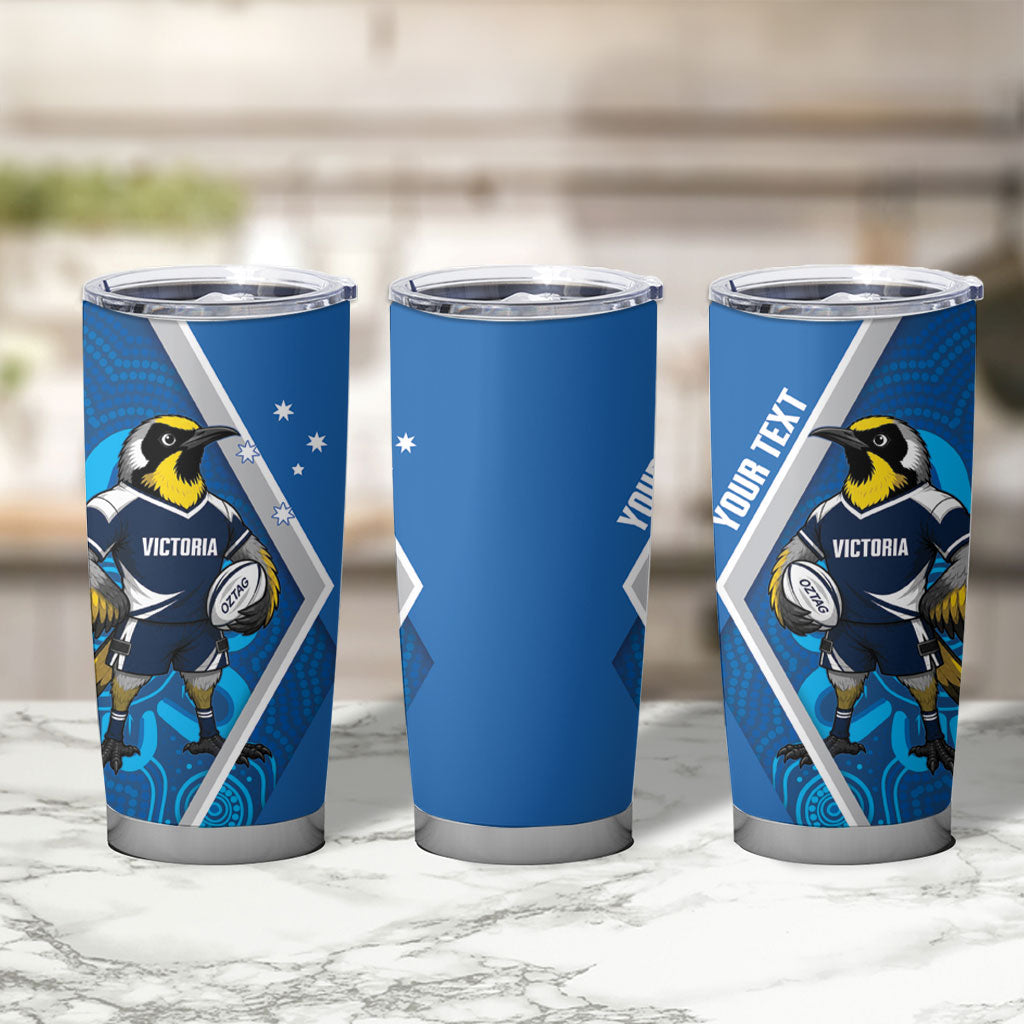 Victoria Oztag Custom Tumbler Cup Helmeted Honeyeater Mascot Indigenous Art