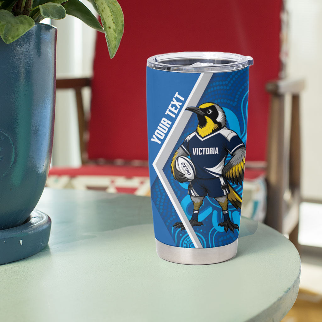 Victoria Oztag Custom Tumbler Cup Helmeted Honeyeater Mascot Indigenous Art