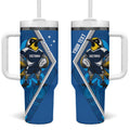 Victoria Oztag Custom Tumbler With Handle Helmeted Honeyeater Mascot Indigenous Art