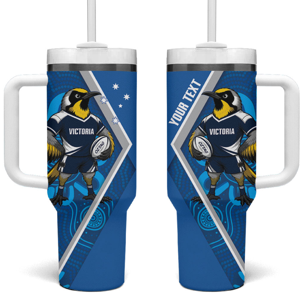 Victoria Oztag Custom Tumbler With Handle Helmeted Honeyeater Mascot Indigenous Art