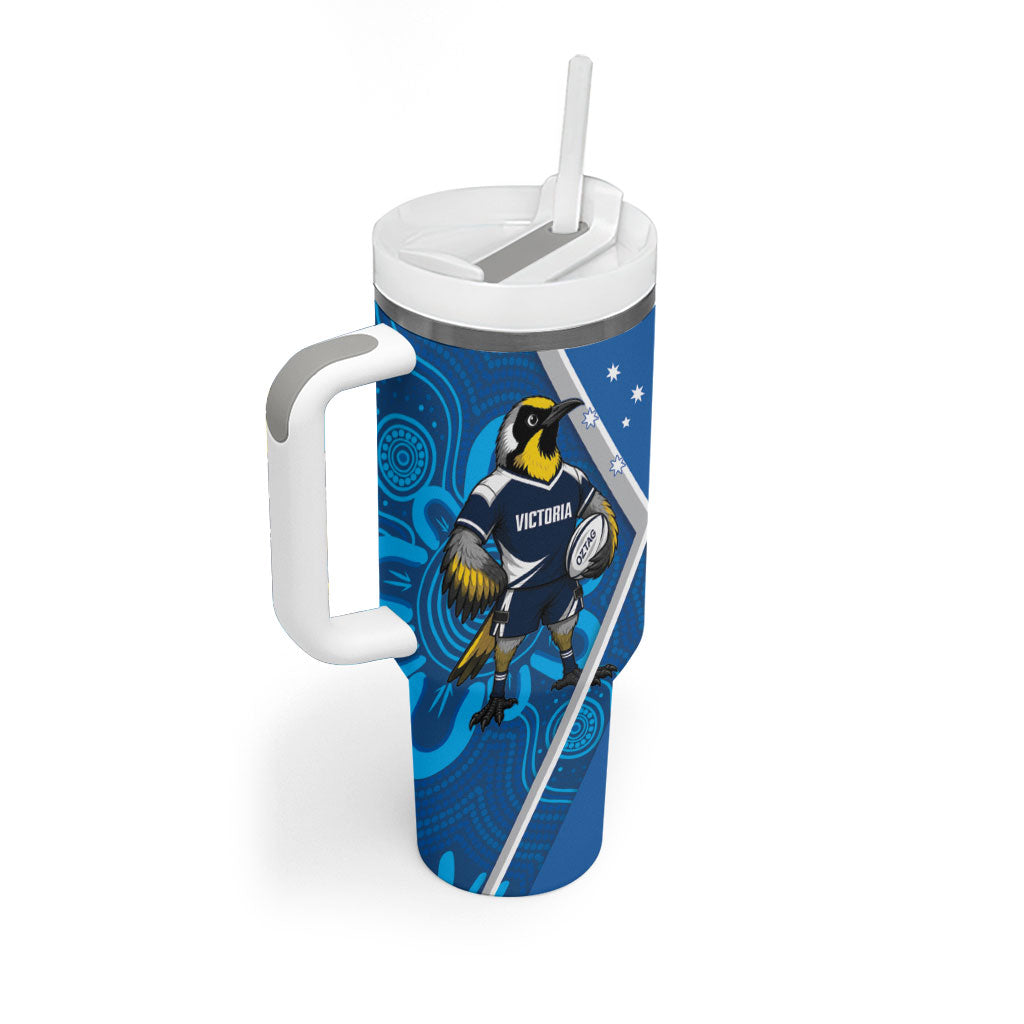 Victoria Oztag Custom Tumbler With Handle Helmeted Honeyeater Mascot Indigenous Art