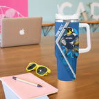 Victoria Oztag Custom Tumbler With Handle Helmeted Honeyeater Mascot Indigenous Art