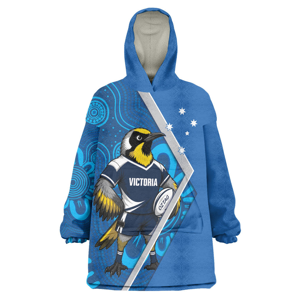 Victoria Oztag Custom Wearable Blanket Hoodie Helmeted Honeyeater Mascot Indigenous Art