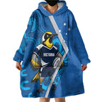 Victoria Oztag Custom Wearable Blanket Hoodie Helmeted Honeyeater Mascot Indigenous Art