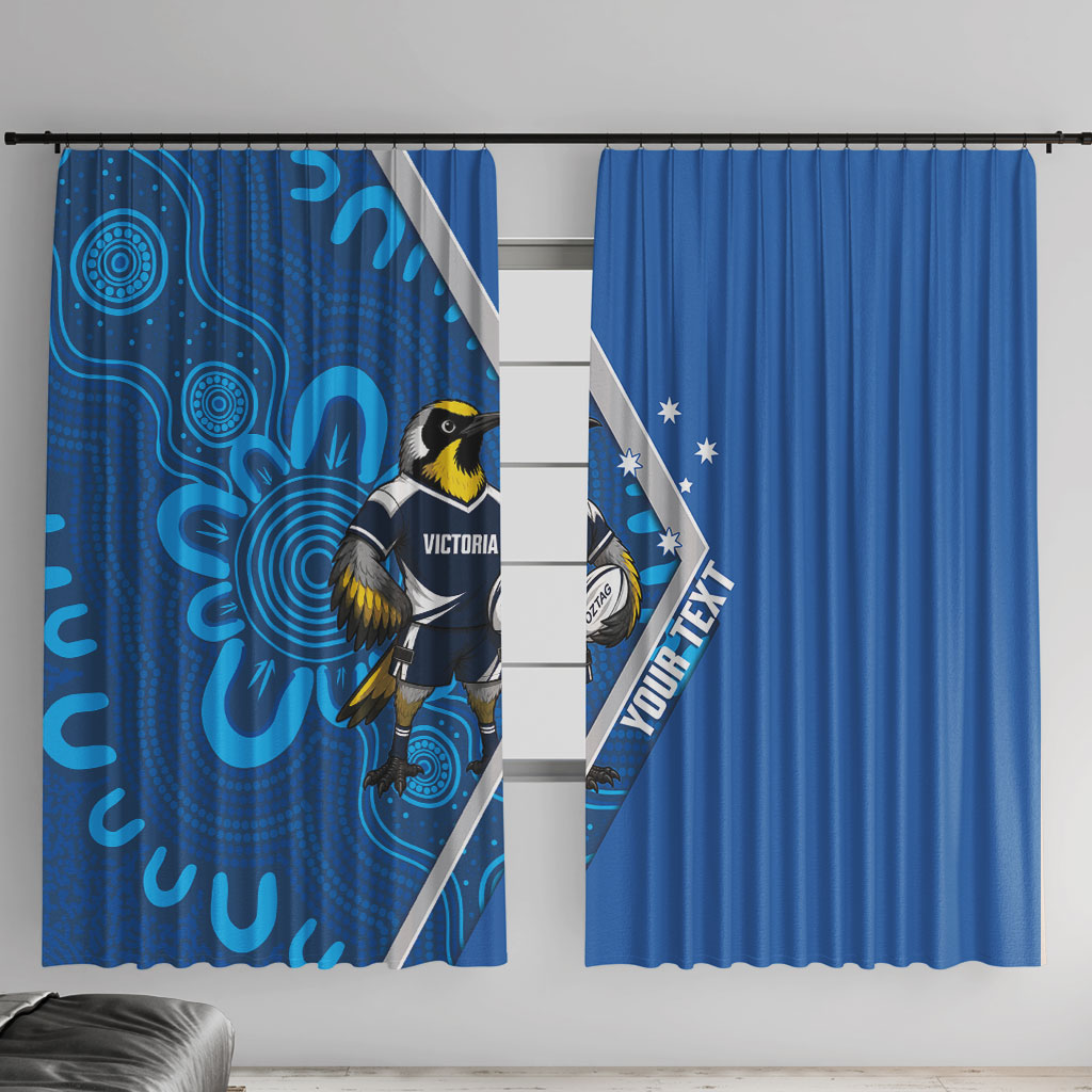 Victoria Oztag Custom Window Curtain Helmeted Honeyeater Mascot Indigenous Art