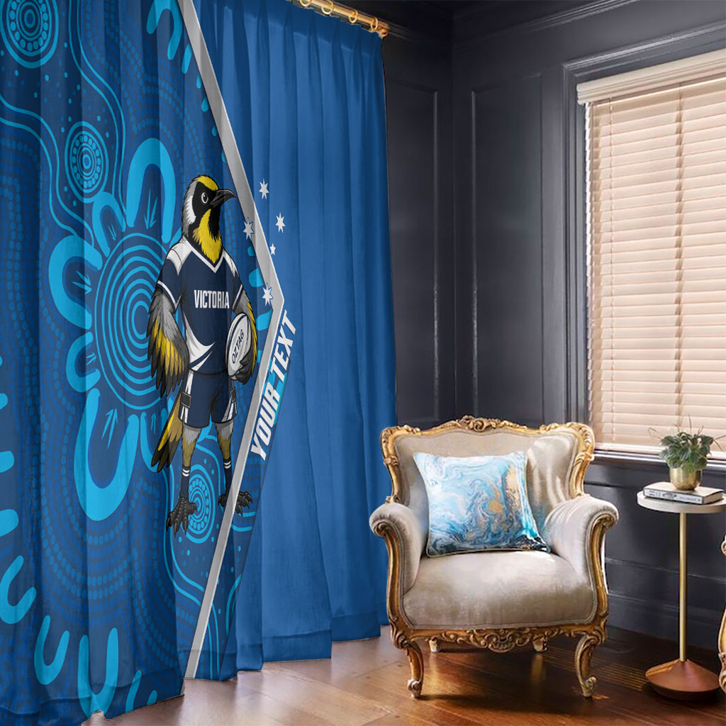 Victoria Oztag Custom Window Curtain Helmeted Honeyeater Mascot Indigenous Art