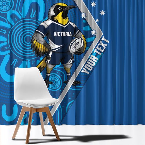 Victoria Oztag Custom Window Curtain Helmeted Honeyeater Mascot Indigenous Art