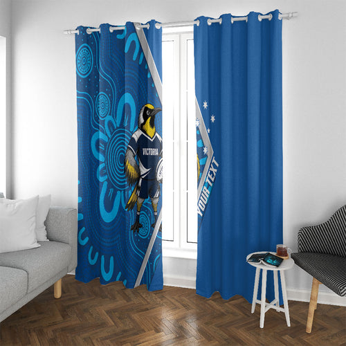 Victoria Oztag Custom Window Curtain Helmeted Honeyeater Mascot Indigenous Art