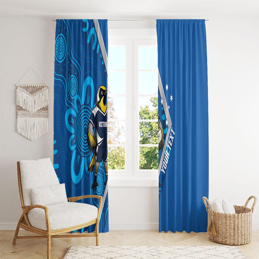 Victoria Oztag Custom Window Curtain Helmeted Honeyeater Mascot Indigenous Art