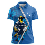 Victoria Oztag Custom Women Polo Shirt Helmeted Honeyeater Mascot Indigenous Art