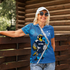 Victoria Oztag Custom Women Polo Shirt Helmeted Honeyeater Mascot Indigenous Art