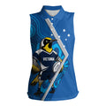 Victoria Oztag Custom Women Sleeveless Polo Shirt Helmeted Honeyeater Mascot Indigenous Art