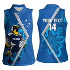 Victoria Oztag Custom Women Sleeveless Polo Shirt Helmeted Honeyeater Mascot Indigenous Art