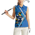 Victoria Oztag Custom Women Sleeveless Polo Shirt Helmeted Honeyeater Mascot Indigenous Art