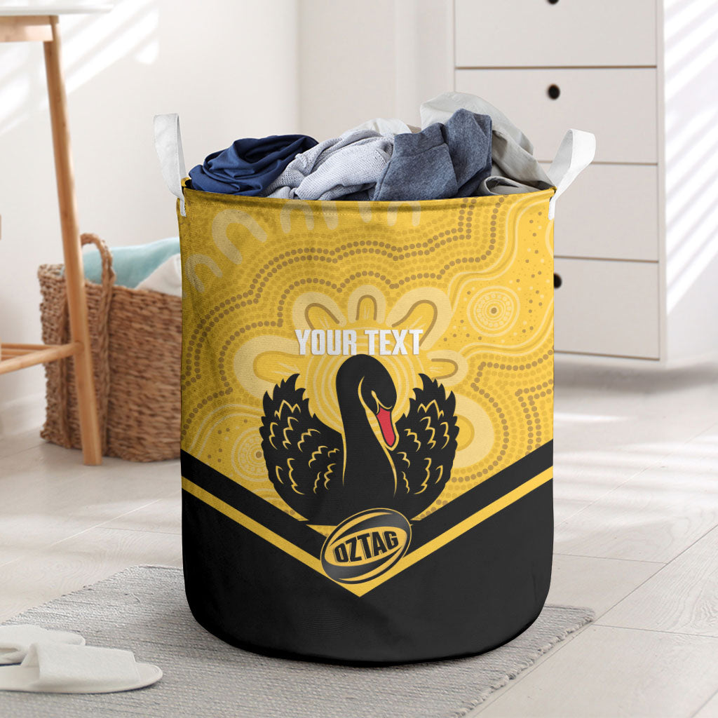 Western Australia Oztag Custom Laundry Basket WA Black Swan Indigenous Art