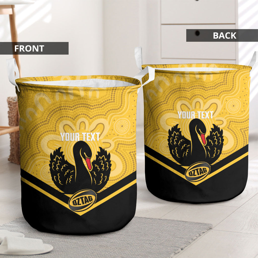 Western Australia Oztag Custom Laundry Basket WA Black Swan Indigenous Art