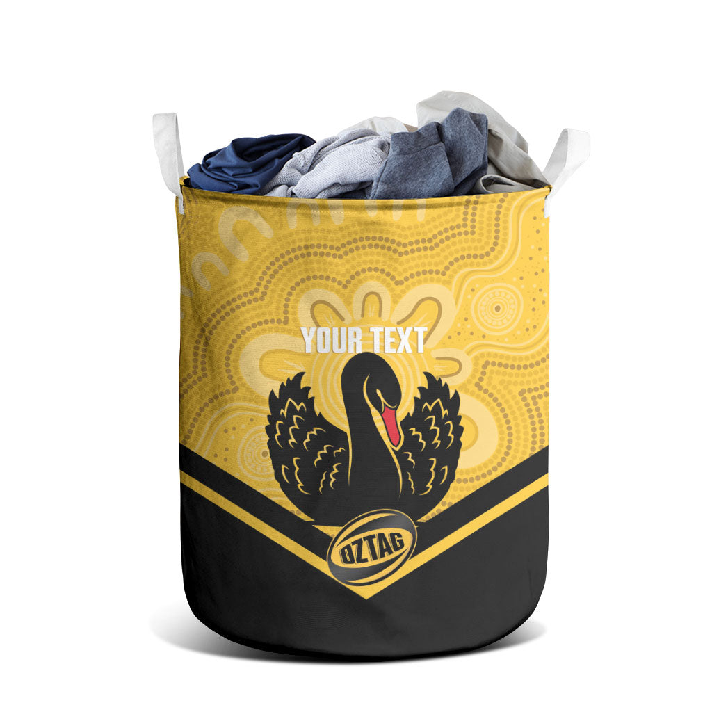 Western Australia Oztag Custom Laundry Basket WA Black Swan Indigenous Art