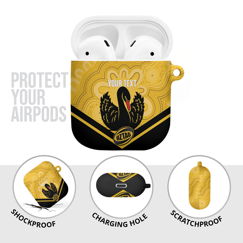 Western Australia Oztag Custom AirPods Case WA Black Swan Indigenous Art
