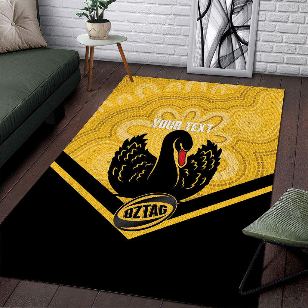 Western Australia Oztag Custom Area Rug WA Black Swan Indigenous Art