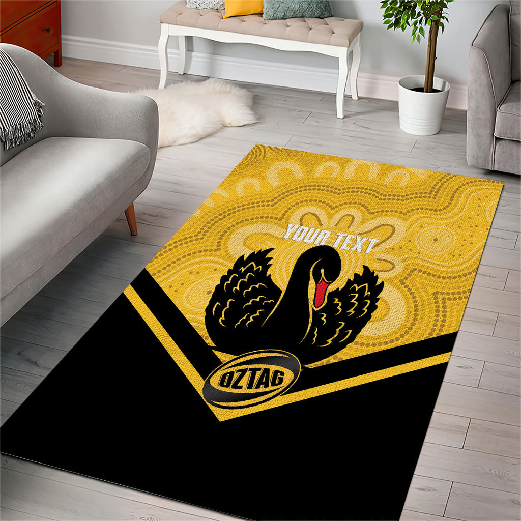 Western Australia Oztag Custom Area Rug WA Black Swan Indigenous Art