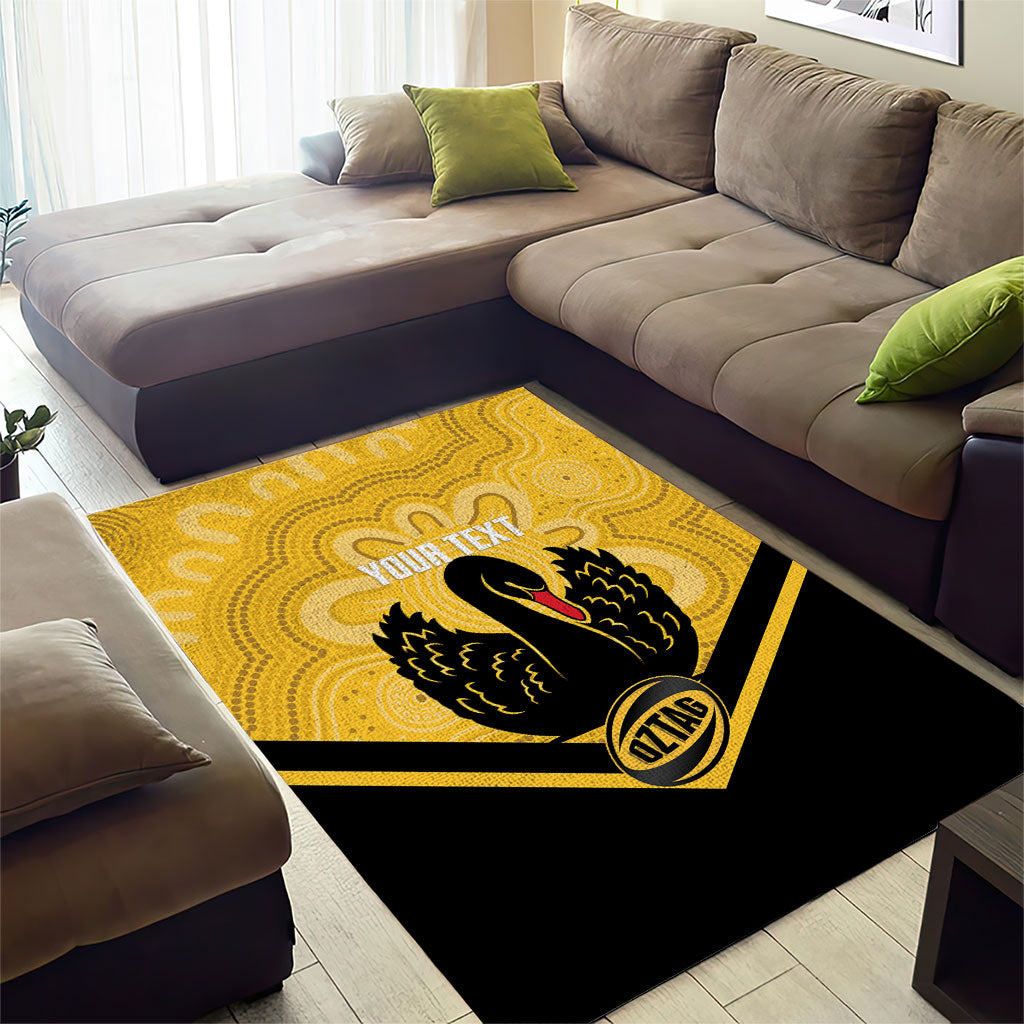 Western Australia Oztag Custom Area Rug WA Black Swan Indigenous Art