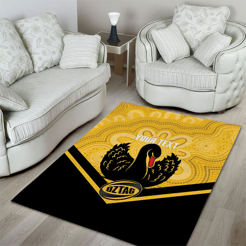 Western Australia Oztag Custom Area Rug WA Black Swan Indigenous Art