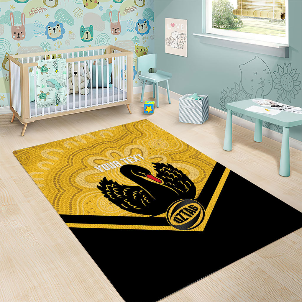 Western Australia Oztag Custom Area Rug WA Black Swan Indigenous Art