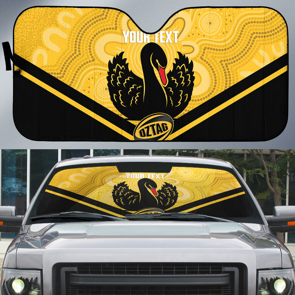 Western Australia Oztag Custom Auto Sun Shade WA Black Swan Indigenous Art