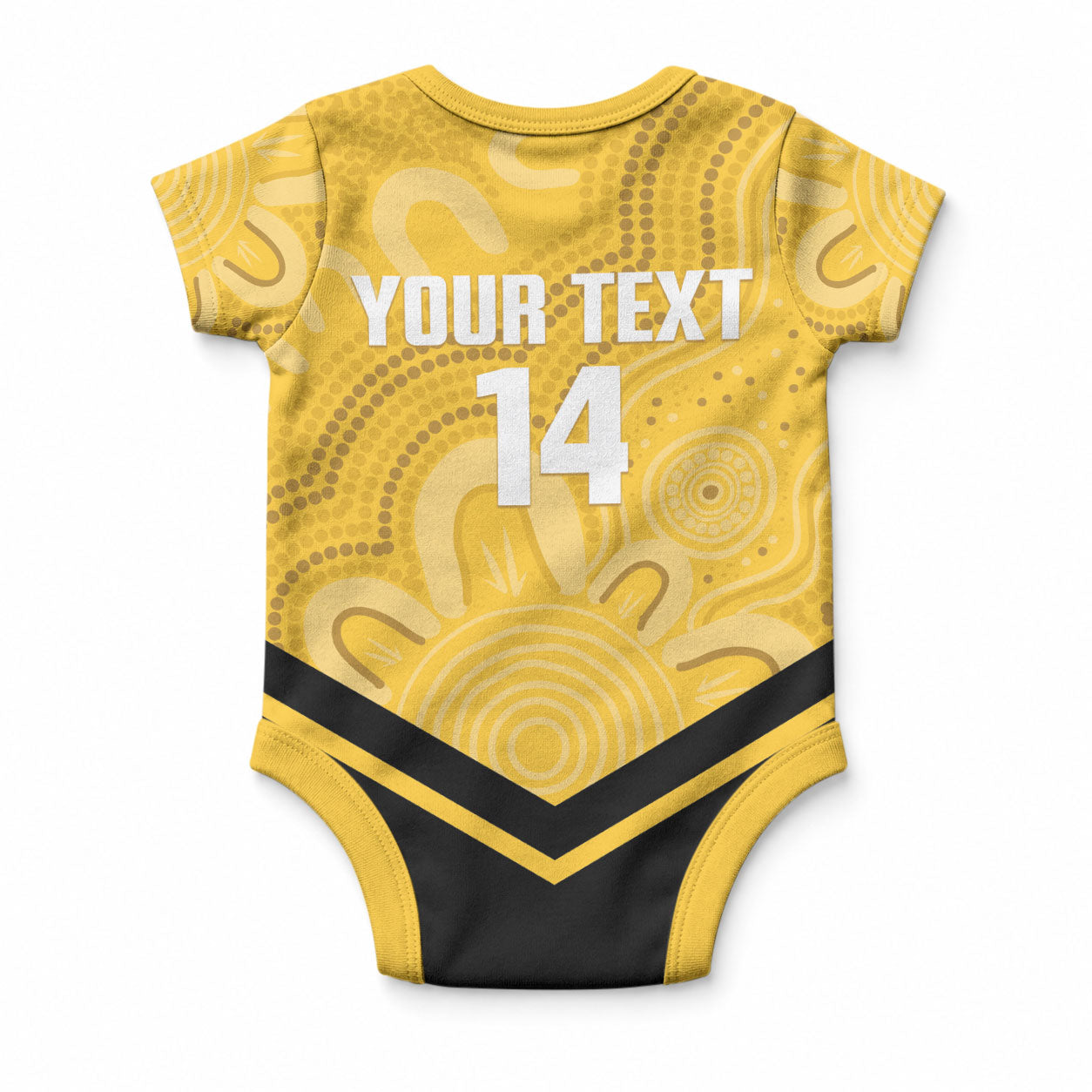 Western Australia Oztag Custom Baby Onesie WA Black Swan Indigenous Art