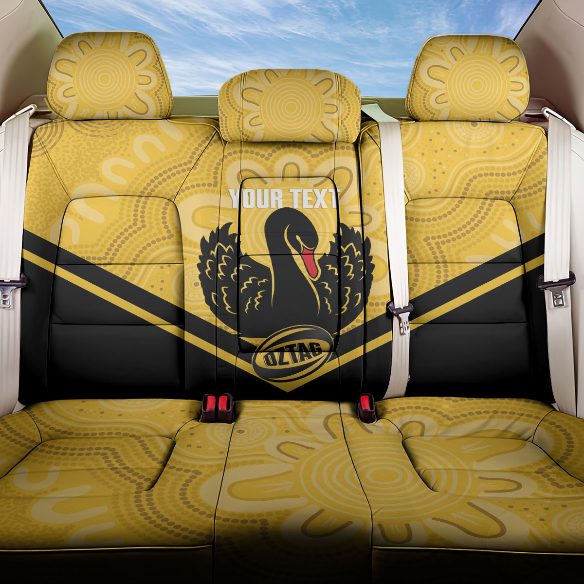 Western Australia Oztag Custom Back Car Seat Cover WA Black Swan Indigenous Art
