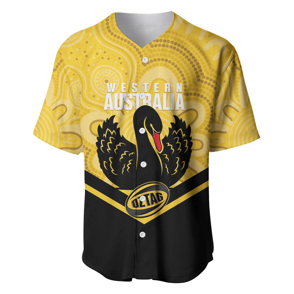 Western Australia Oztag Custom Baseball Jersey WA Black Swan Indigenous Art
