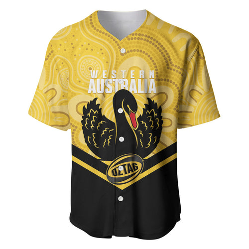 Western Australia Oztag Custom Baseball Jersey WA Black Swan Indigenous Art