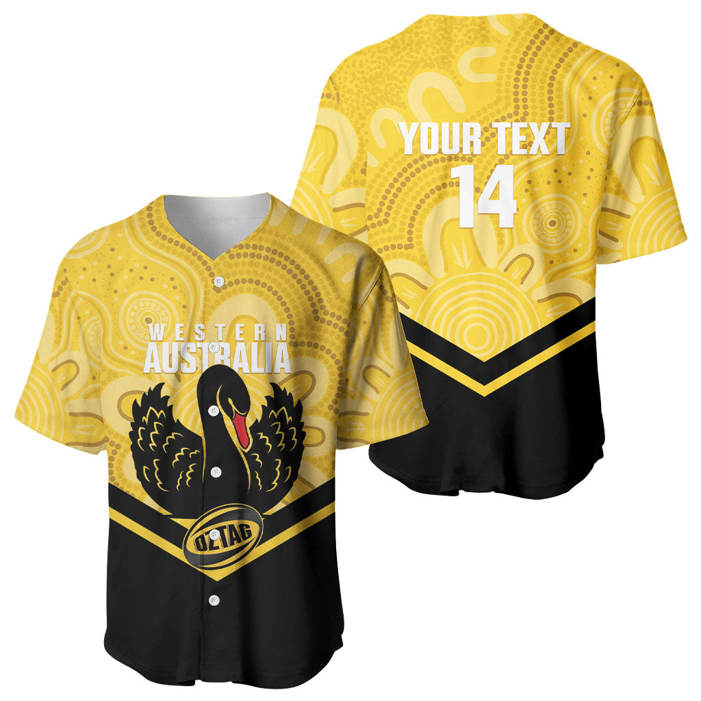 Western Australia Oztag Custom Baseball Jersey WA Black Swan Indigenous Art