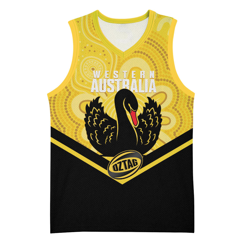 Western Australia Oztag Custom Basketball Jersey WA Black Swan Indigenous Art