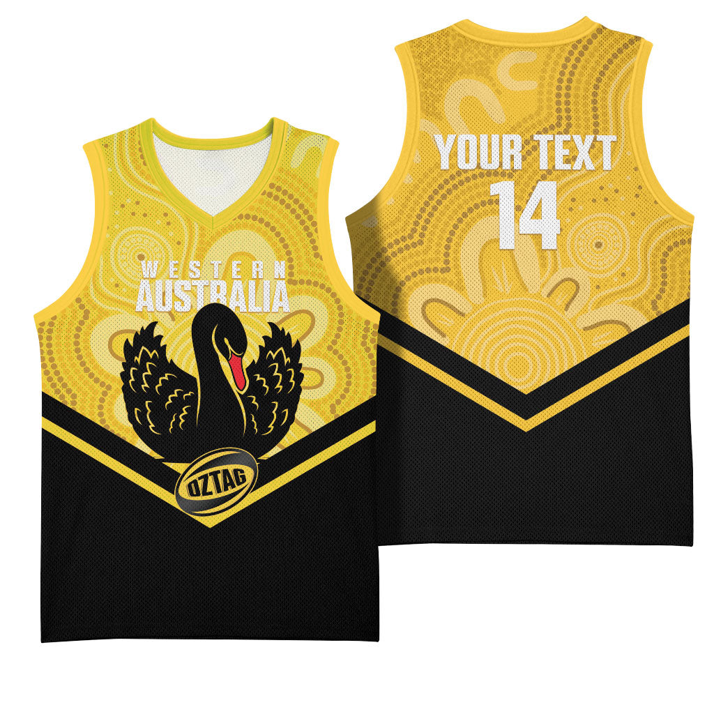 Western Australia Oztag Custom Basketball Jersey WA Black Swan Indigenous Art