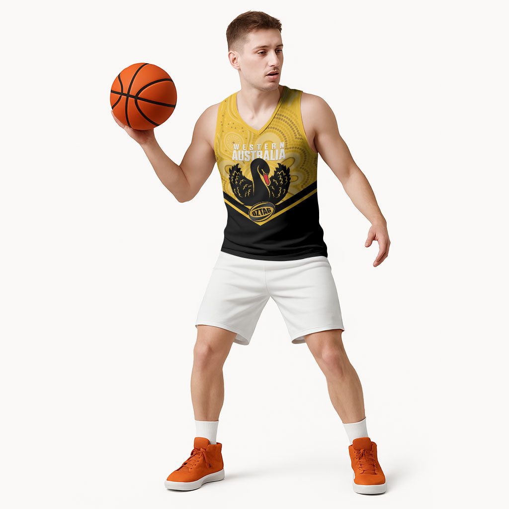 Western Australia Oztag Custom Basketball Jersey WA Black Swan Indigenous Art