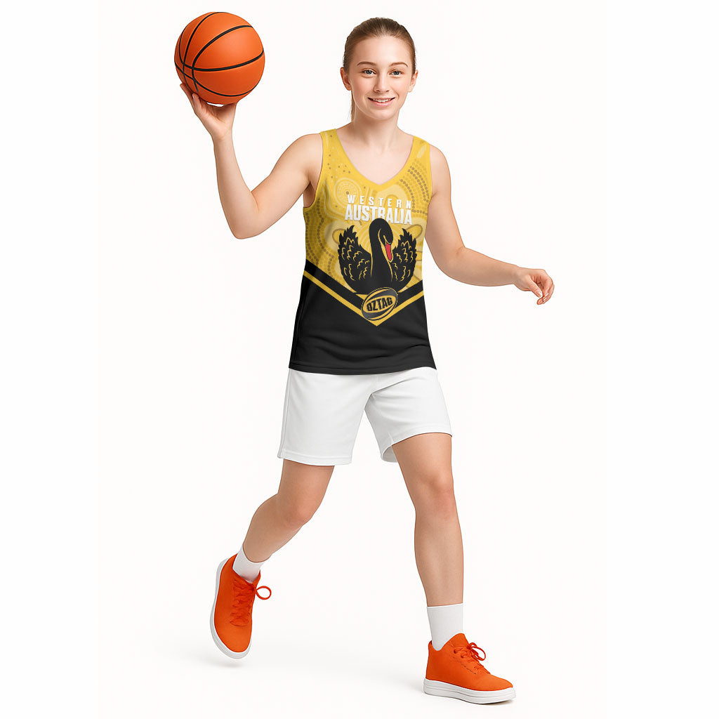 Western Australia Oztag Custom Basketball Jersey WA Black Swan Indigenous Art