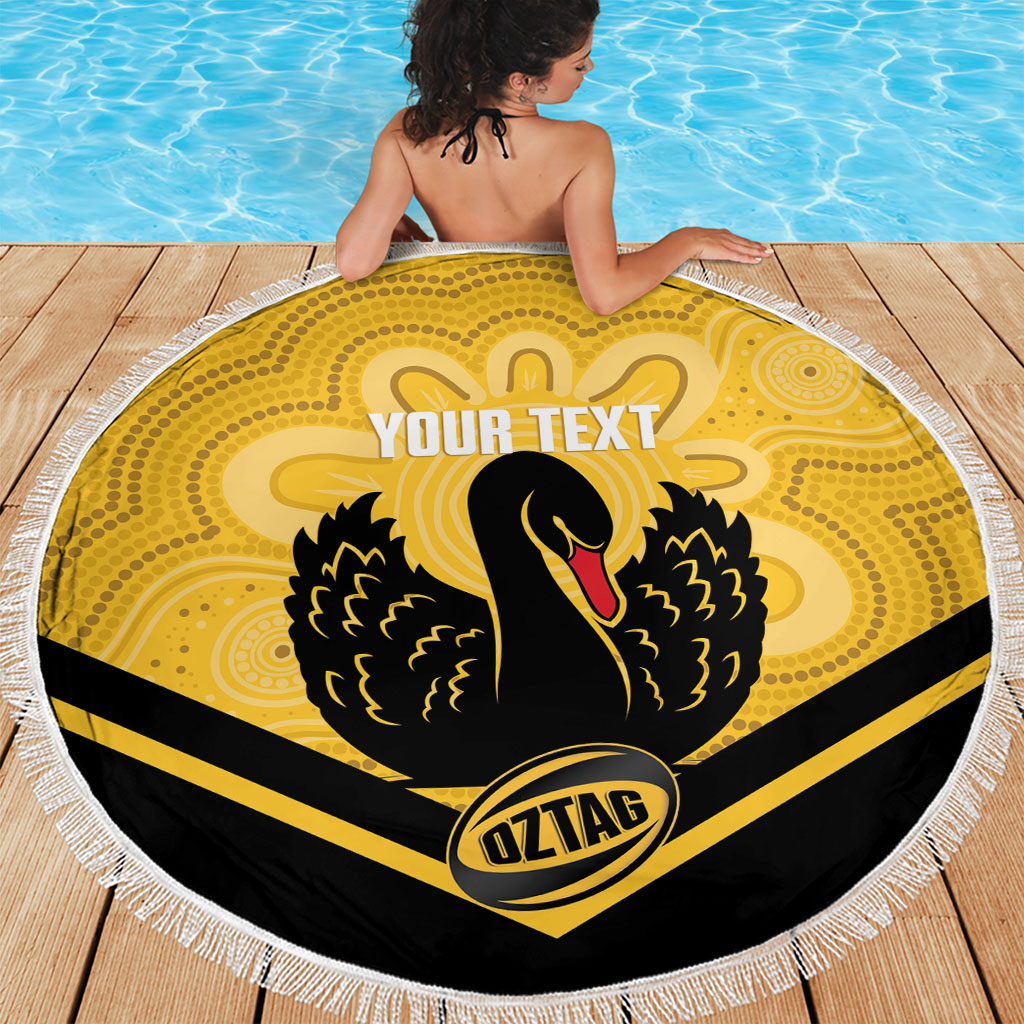 Western Australia Oztag Custom Beach Blanket WA Black Swan Indigenous Art