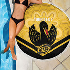 Western Australia Oztag Custom Beach Blanket WA Black Swan Indigenous Art