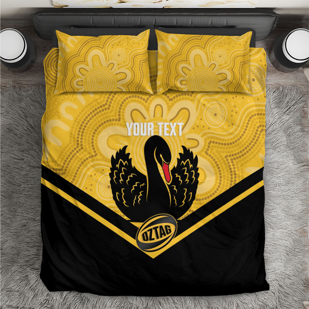 Western Australia Oztag Custom Bedding Set WA Black Swan Indigenous Art