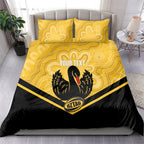 Western Australia Oztag Custom Bedding Set WA Black Swan Indigenous Art