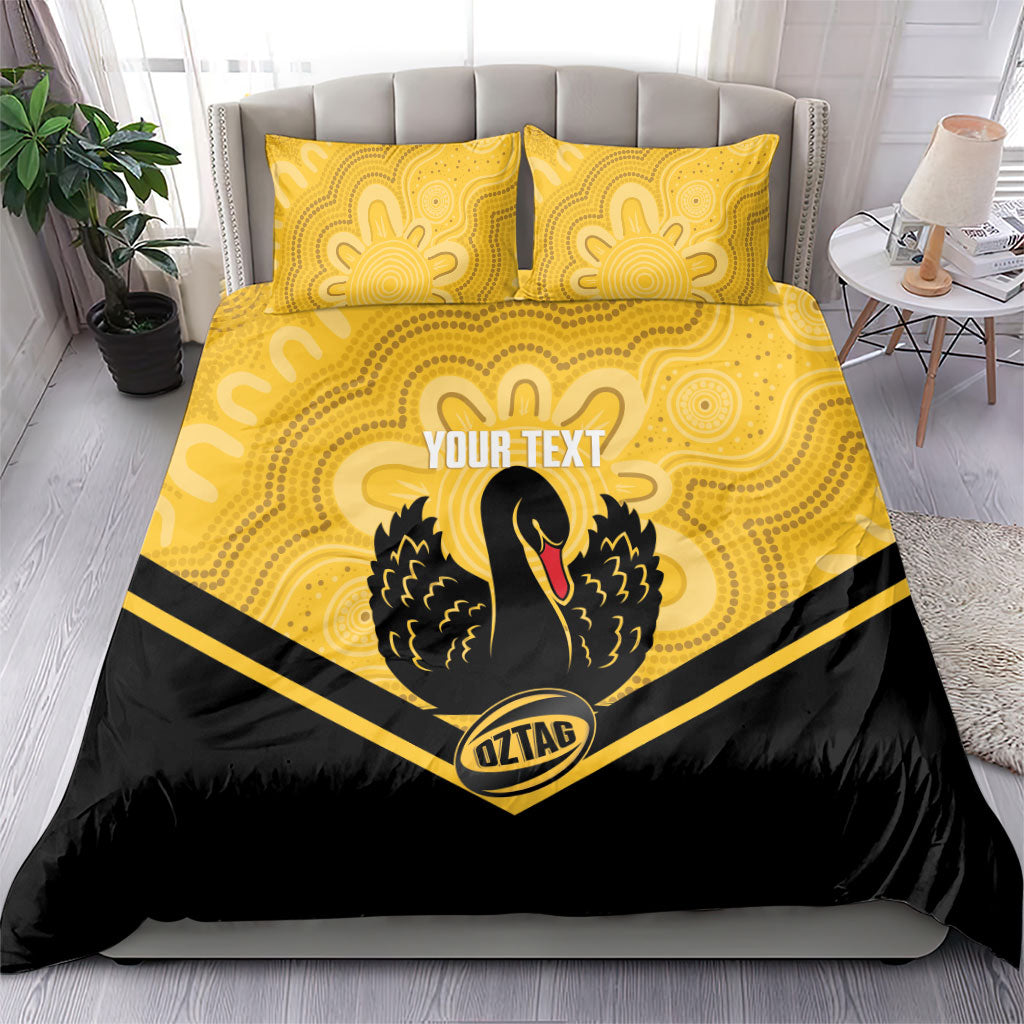 Western Australia Oztag Custom Bedding Set WA Black Swan Indigenous Art