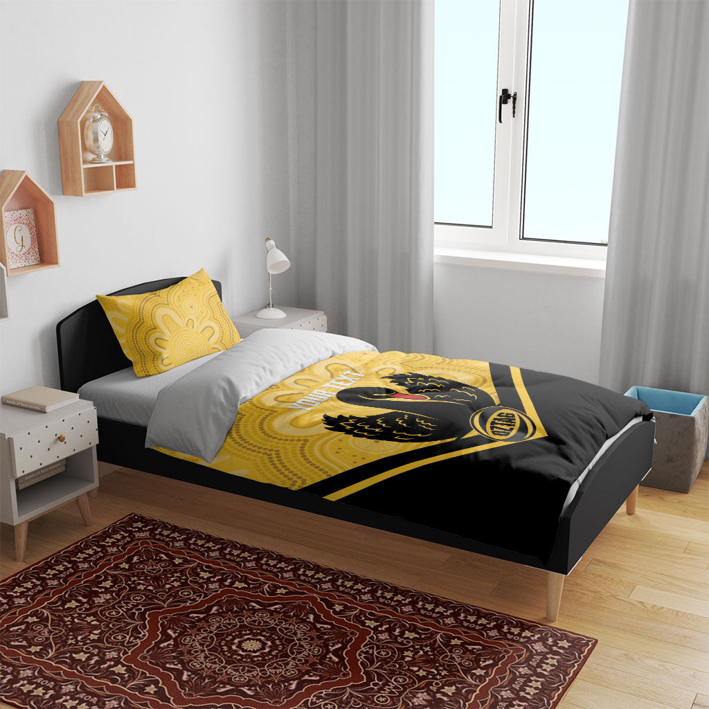 Western Australia Oztag Custom Bedding Set WA Black Swan Indigenous Art