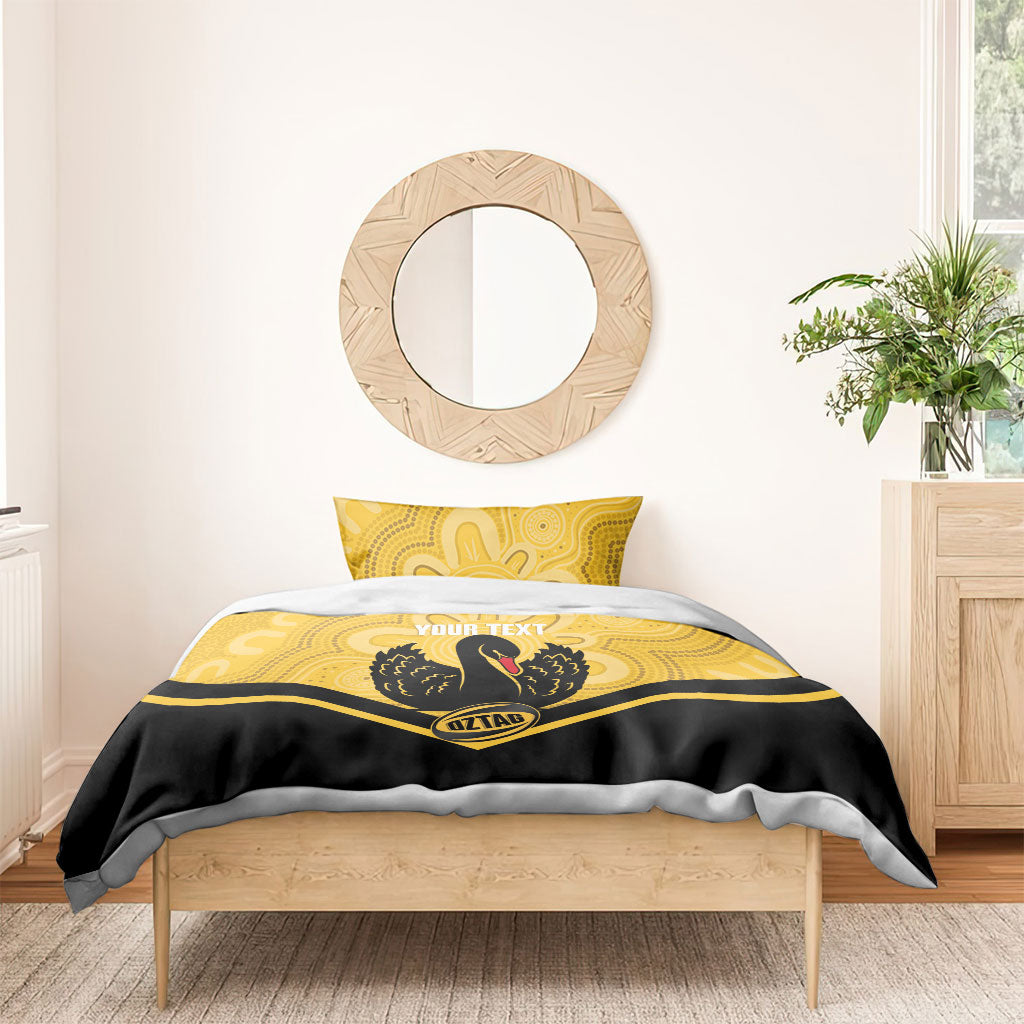 Western Australia Oztag Custom Bedding Set WA Black Swan Indigenous Art